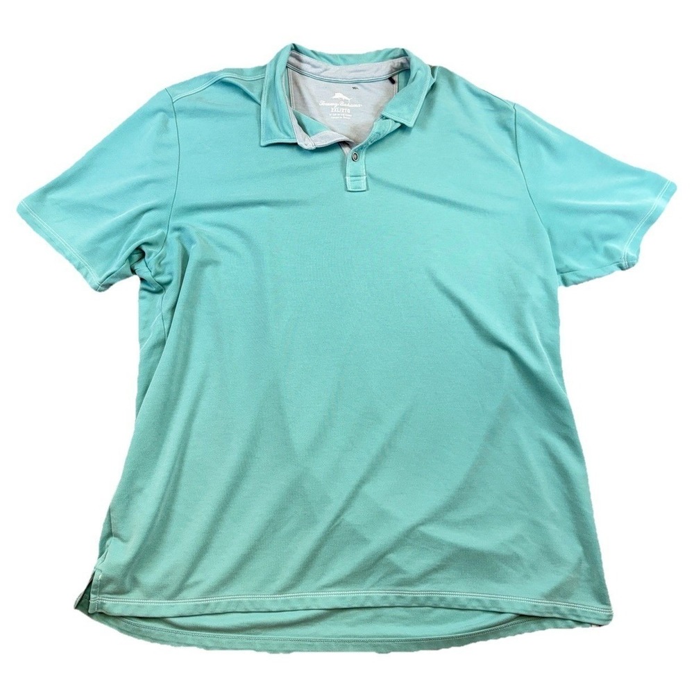 Tommy Bahama Turquoise Polo Shirt Embroidered Marlin Logo Sz XXL Resort Cruise